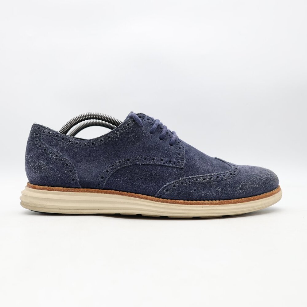 Cole Haan Lunargrand Men's Size 10 Original Grand Wingtip Blue Suede Lace Oxford
